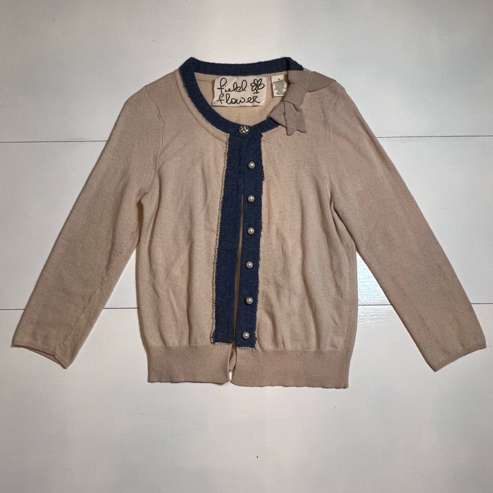 Field Flower Lambswool Chic Pearl Button Cardigan Medium